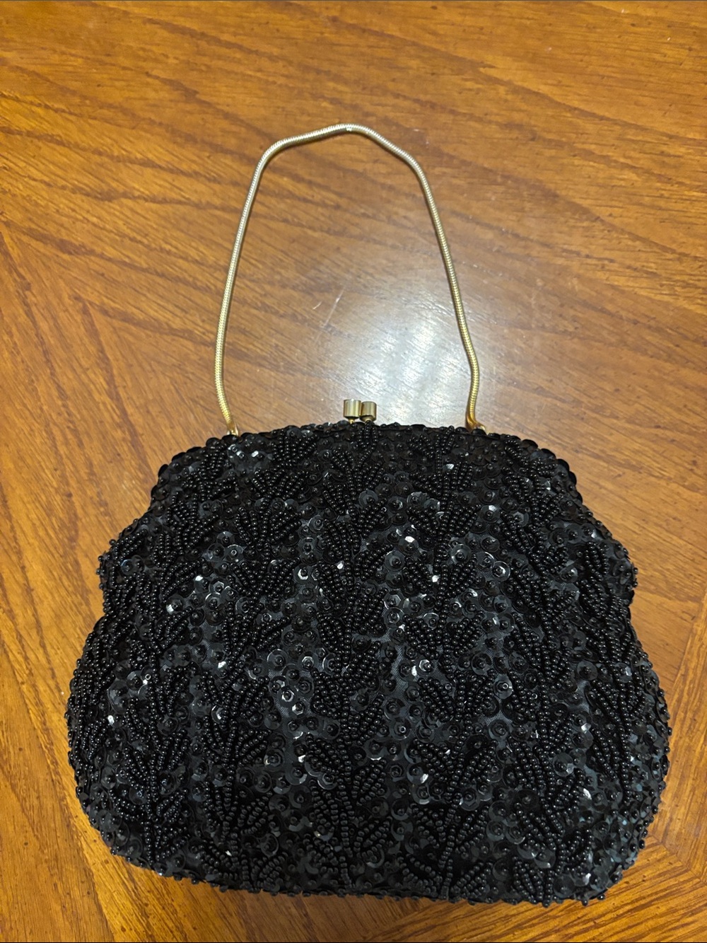 Black Beaded Sequin Evening Clutch - Women's Accessories